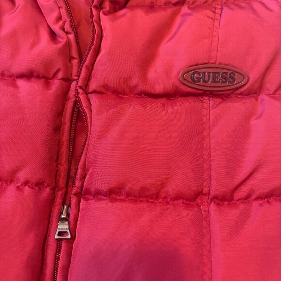 Guess Women’s Puffer Down Vest Zip w/Pockets Red Size M Waterfowl Feathers 44585 - Picture 2 of 8